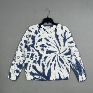 J Crew Sweatshirt Womens Medium Blue White Tie Dye Crew Casual Lounge Coastal